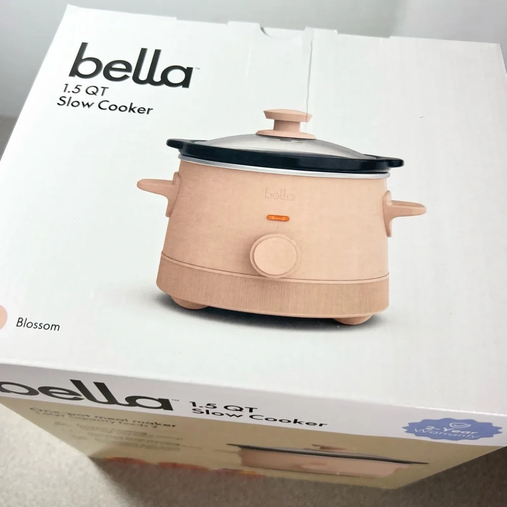 NEW Bella 1.5‎ Qt Slow Cooker Crockpot Ceramic Nonstick Blossom Pink